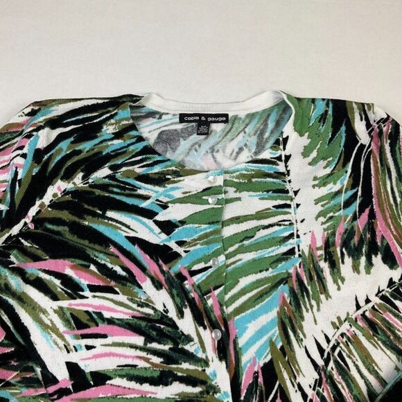 Cable & Gauge Womens Button Cardigan Colorful Print Stretch Knit Sweater S Small - Picture 3 of 12